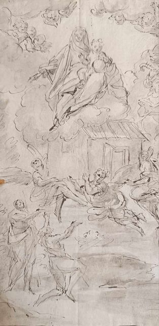 PIETRO PIETRI La Vierge de Lorette sur la Santa Casa transportée par les anges