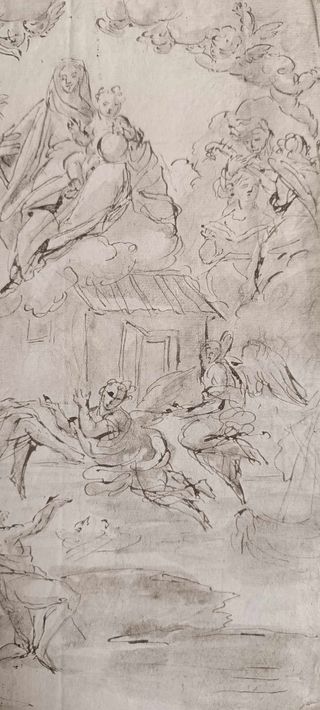 PIETRO PIETRI La Vierge de Lorette sur la Santa Casa transportée par les anges