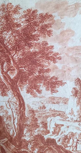 ECOLE ITALIENNE DU XVII EME Paysage et promeneurs