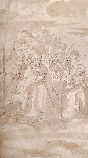 ECOLE ITALIENNE DU XVII EME SCENE RELIGIEUSE