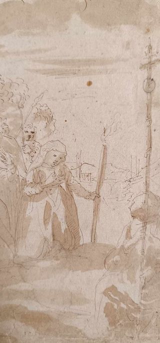 ECOLE ITALIENNE DU XVII EME SCENE RELIGIEUSE