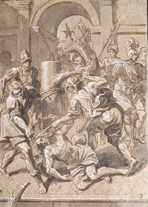 ECOLE ITALIENNE DU DEBUT DU XVII EME-LA FLAGELLATION DU CHRIST -CHRIST A LA COLONNE