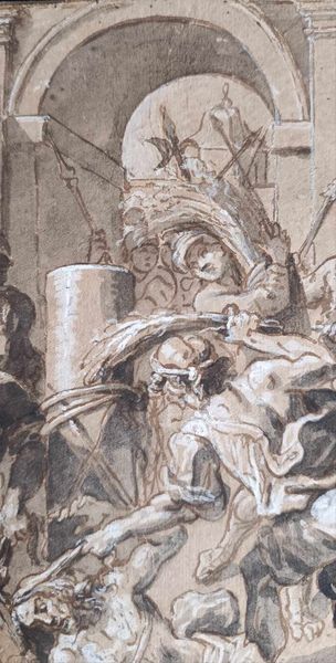 ECOLE ITALIENNE DU DEBUT DU XVII EME-LA FLAGELLATION DU CHRIST -CHRIST A LA COLONNE