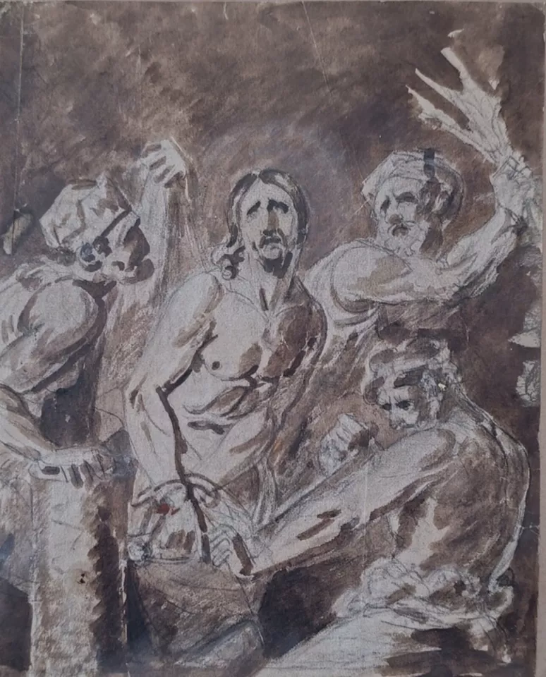ECOLE ITALIENNE DU XVII EME- Flagellation du christ