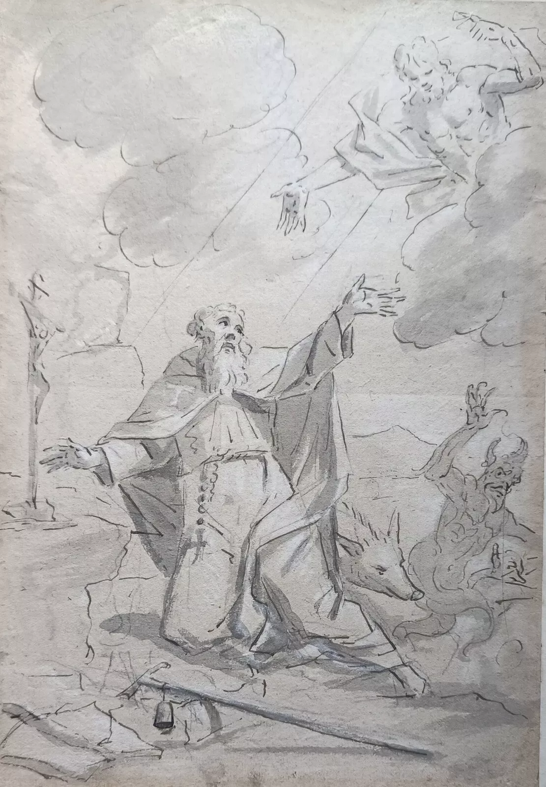 Ecole italienne du XVII ème - LA TENTATION DE SAINT ANTOINE