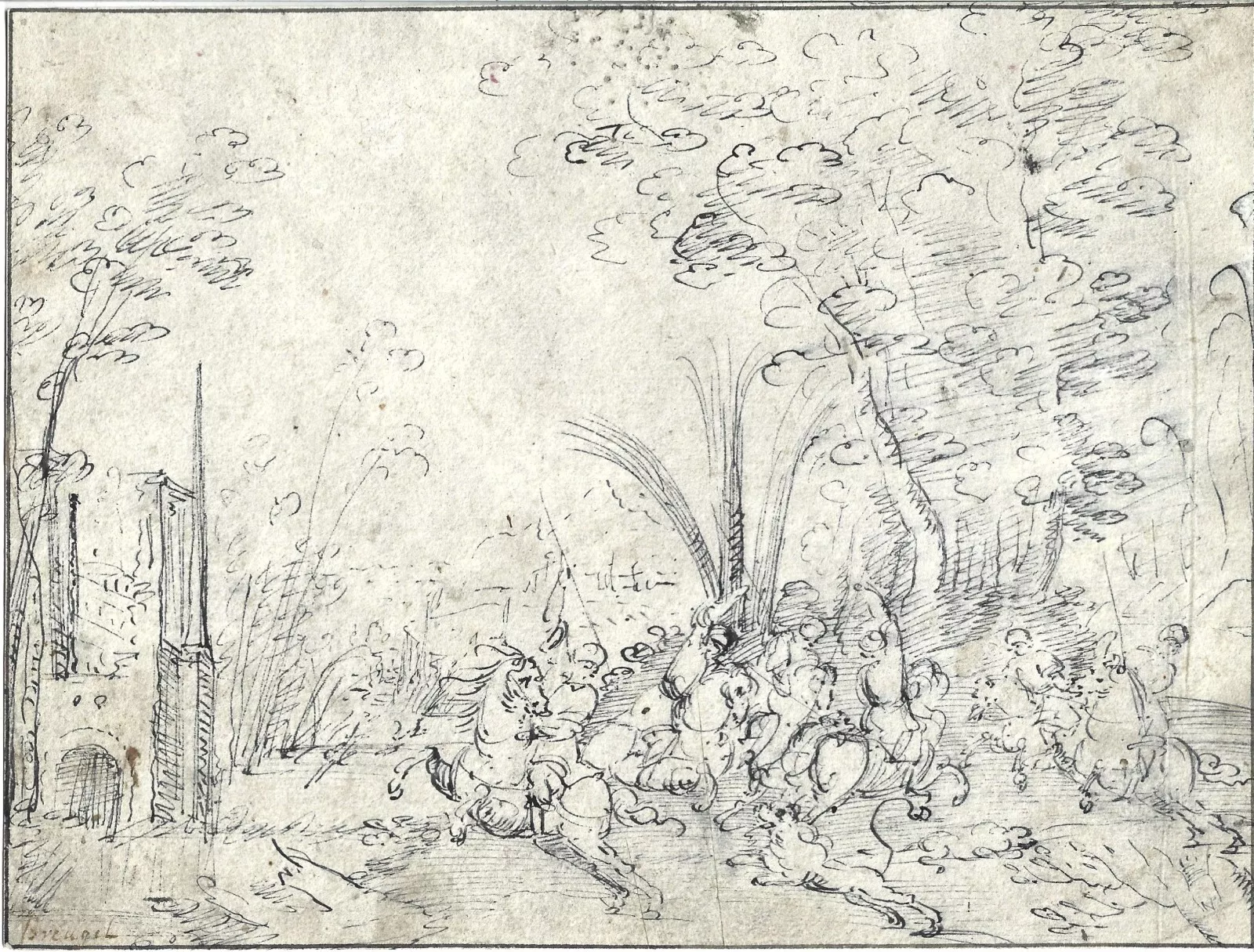 ECOLE HOLLANDAISE DU  XVII EME- Chasse au loup