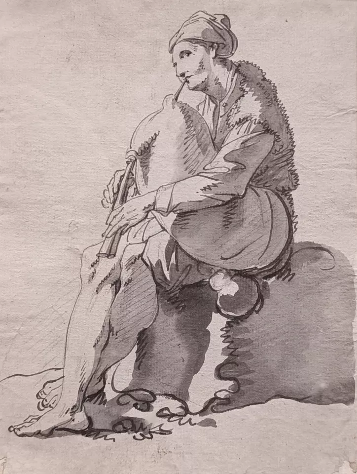 ECOLE FRANCAISE DU XVIII EME- Joueur de Cornemuse