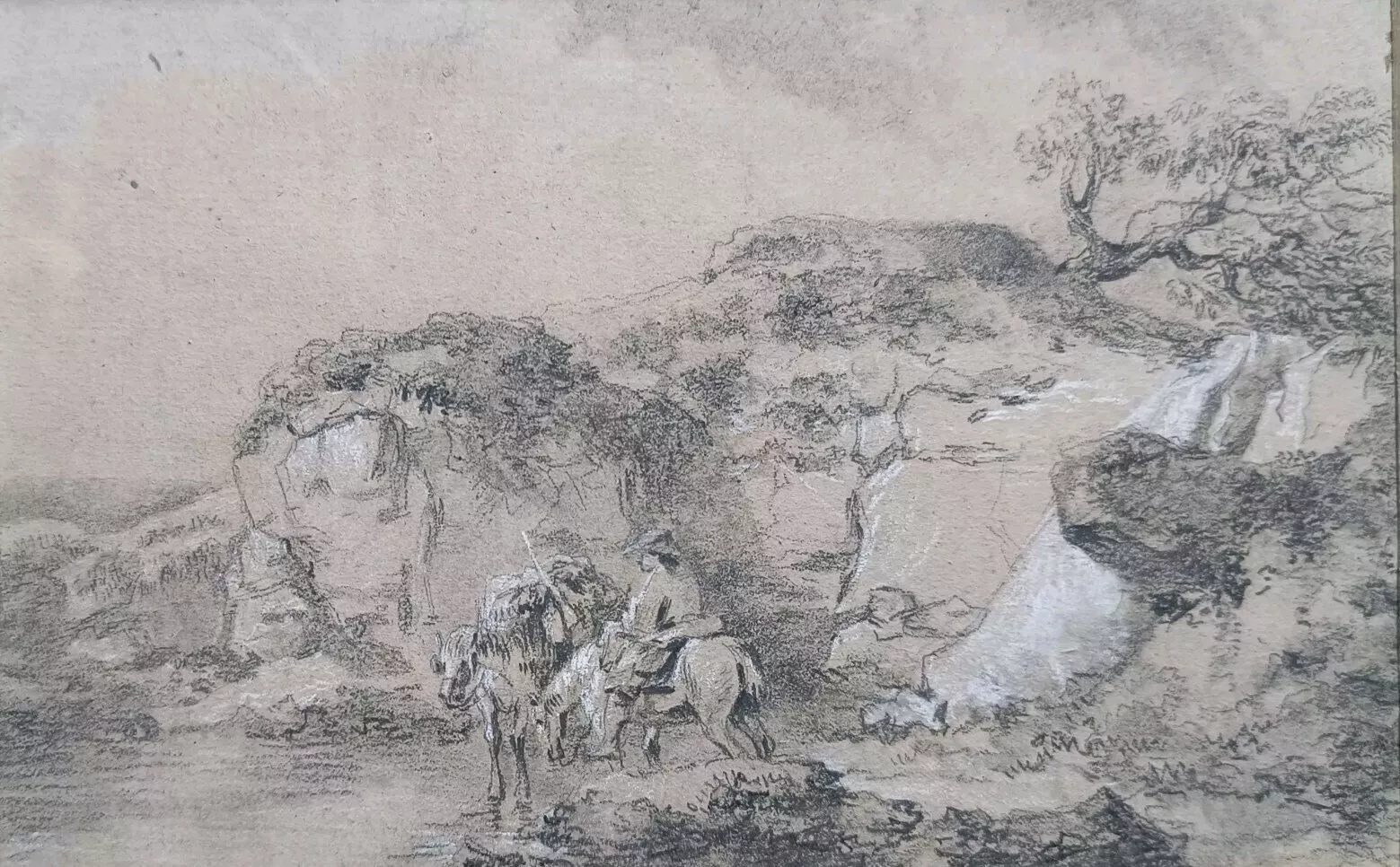 ECOLE FRANCAISE DU XIXE - Cavalier au bord de l'eau