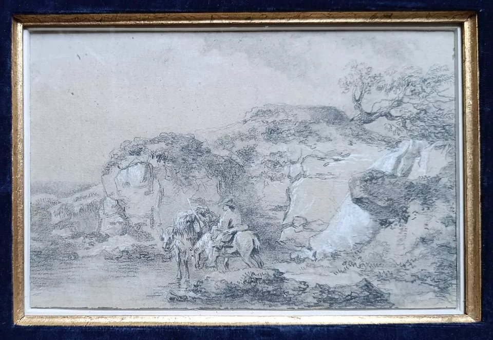 ECOLE FRANCAISE DU XIXE - Cavalier au bord de l'eau