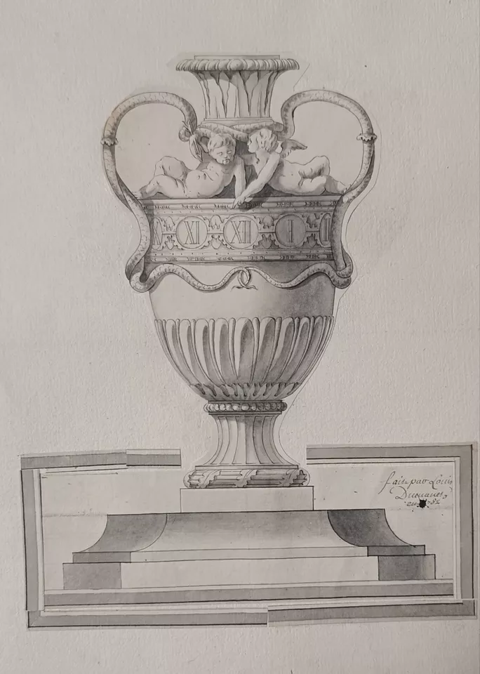 ECOLE FRANCAISE DU XVIIIe - projet de pendule a cercle tournant
