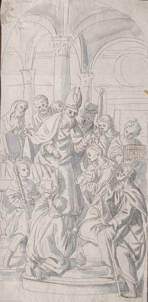 ECOLE ITALIENNE DU XVIIè-Présentation de l'enfant jésus au Temple