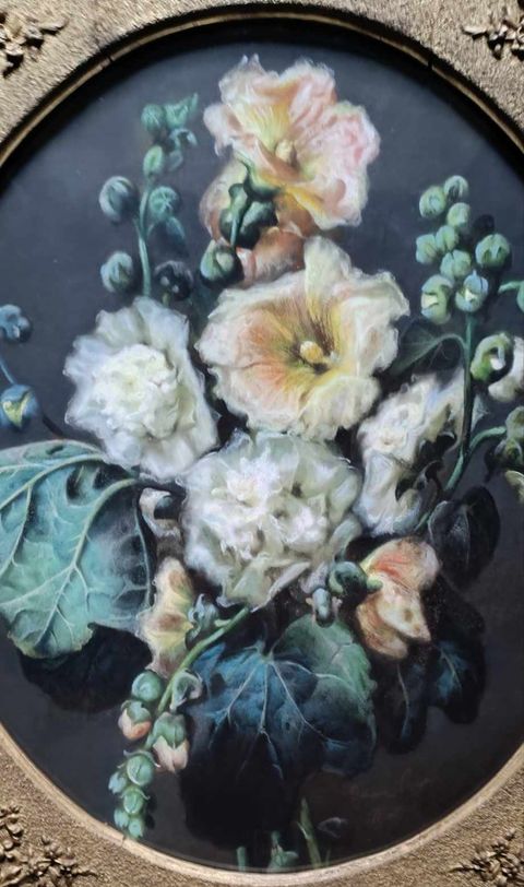 Marie Octavie Sturel Paigné 1819-1854- Roses trémières