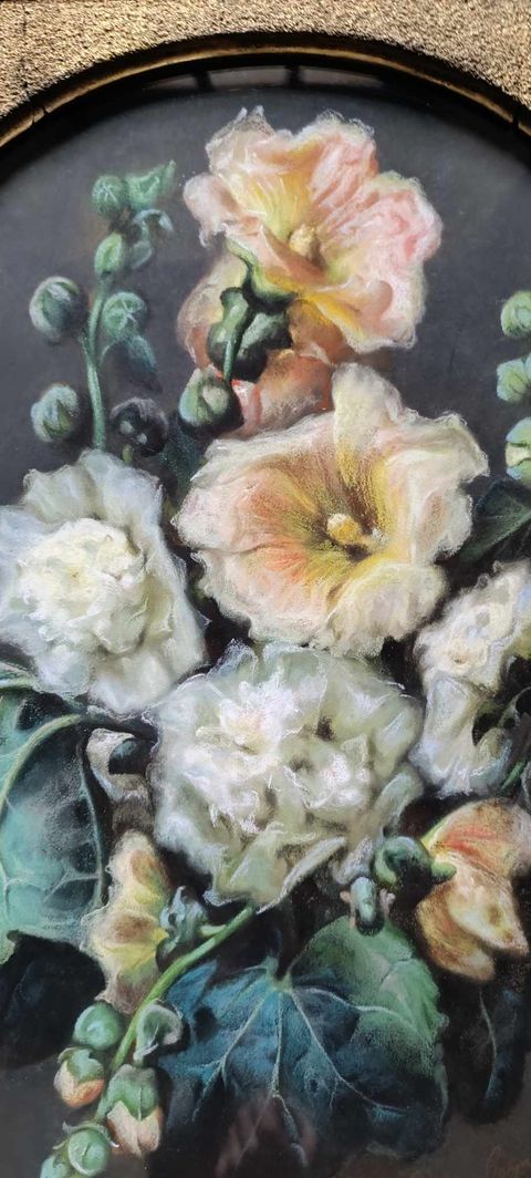 Marie Octavie Sturel Paigné 1819-1854- Roses trémières