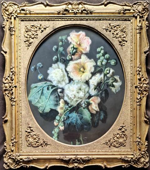 Marie Octavie Sturel Paigné 1819-1854- Roses trémières