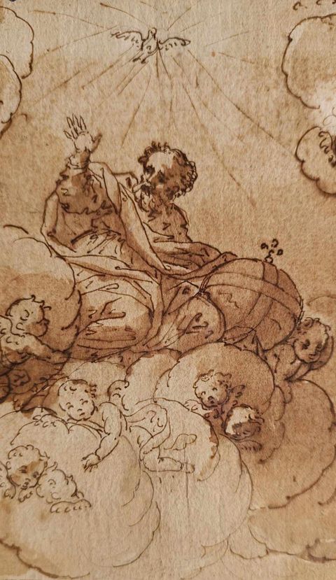 ECOLE ITALIENNE DU XVIIè- Dieu le père dans le ciel
