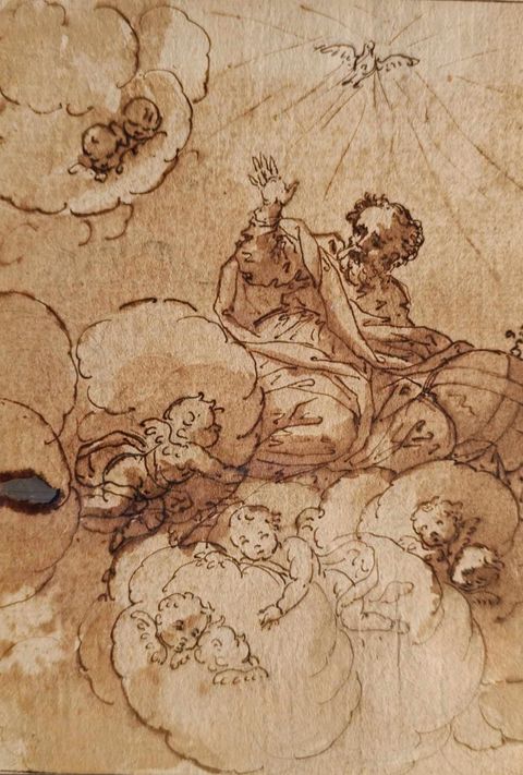 ECOLE ITALIENNE DU XVIIè- Dieu le père dans le ciel