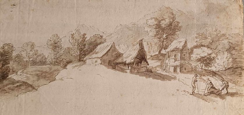 ECOLE HOLLANDAISE DU DEBUT DU XVIIIè- paysage a la ferme