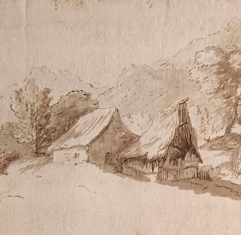 ECOLE HOLLANDAISE DU DEBUT DU XVIIIè- paysage a la ferme