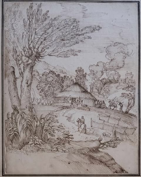GIOVANNI FRANCESCO GRIMALDI 1606-1680 Paysage a la ferme