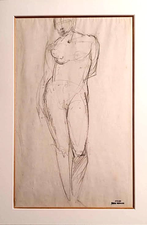 EMILE BERNARD-1868-1941- étude de nue