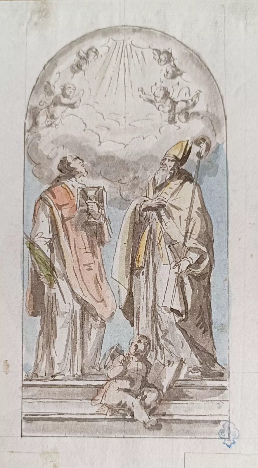 ECOLE ITALIENNE DU XVII-EME-apparition devant des hommes saints 