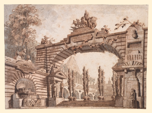 ECOLE ITALIENNE DU XVIII ème-Caprice architectural
