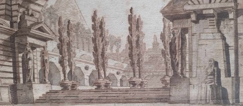 ECOLE ITALIENNE DU XVIII ème-Caprice architectural