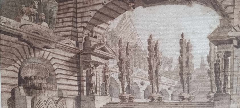ECOLE ITALIENNE DU XVIII ème-Caprice architectural