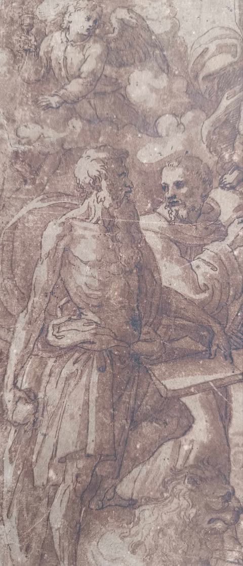 Ecole Italienne du XVI eme- Dieu le Père accompagné de Saints 