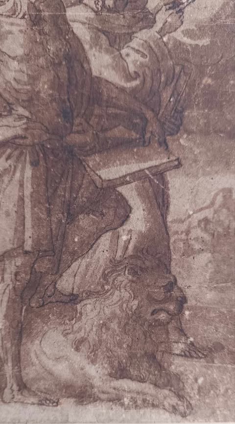 Ecole Italienne du XVI eme- Dieu le Père accompagné de Saints 