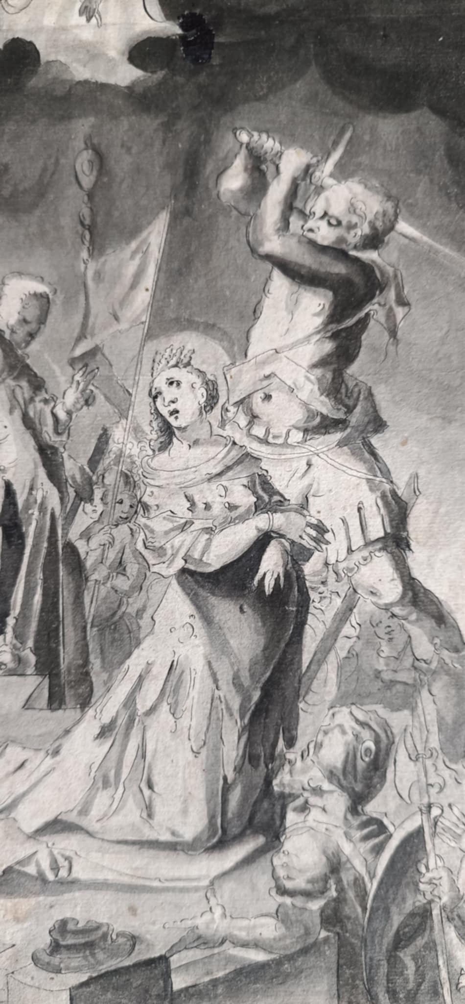 Ecole Allemande du XVIIe- attribué a Anton Mozart- décapitation  de Sainte Catherine