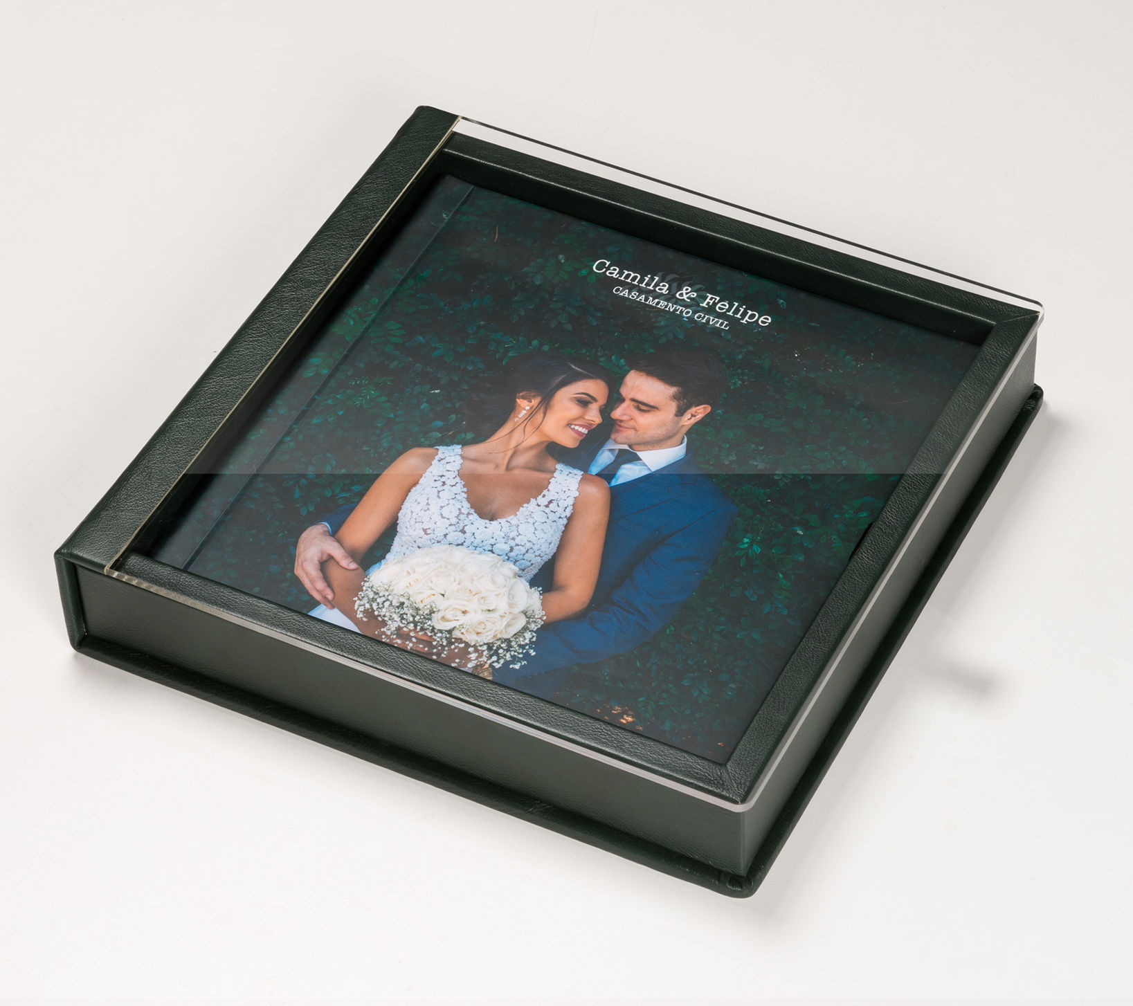 Caixa Acrílica Couro c/Aba