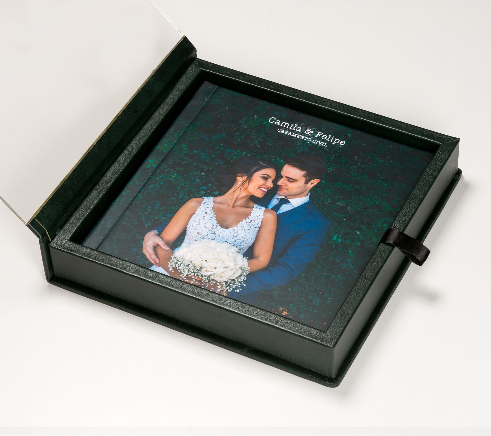 Caixa Acrílica Couro c/Aba