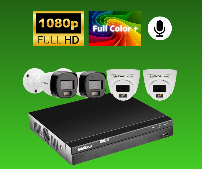 Kit de Câmeras de Segurança Intelbras Full Color (4 Câmeras)
