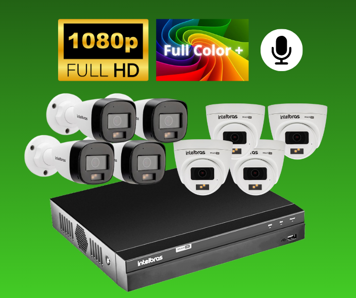Kit de Câmeras de Segurança Intelbras Full Color (8 Câmeras)