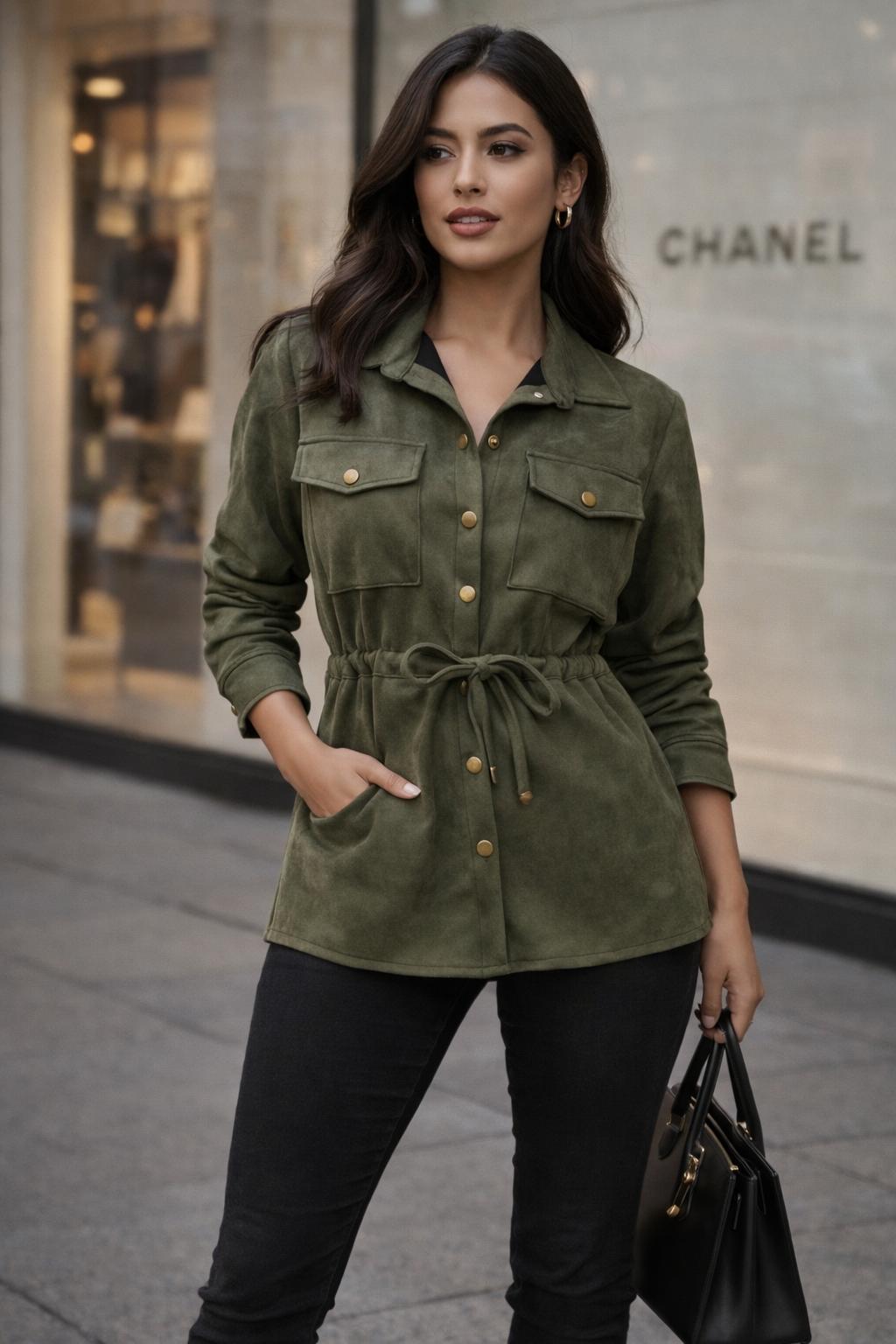 Chaqueta de gamuza verde