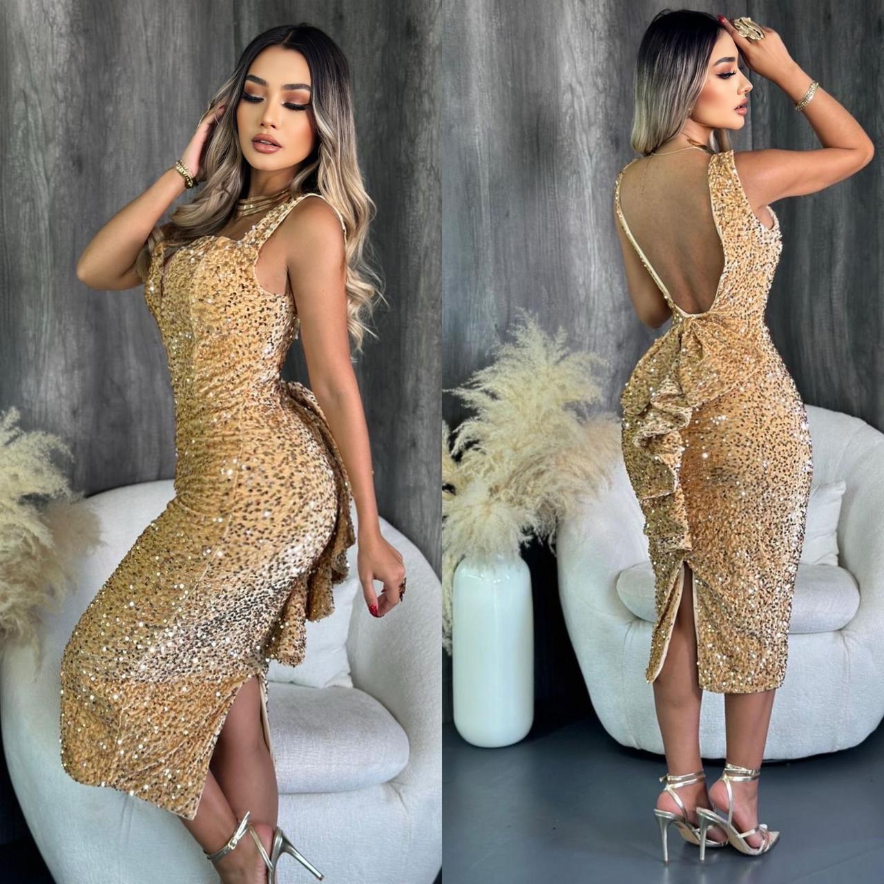 Vestido Dorado de Fiesta