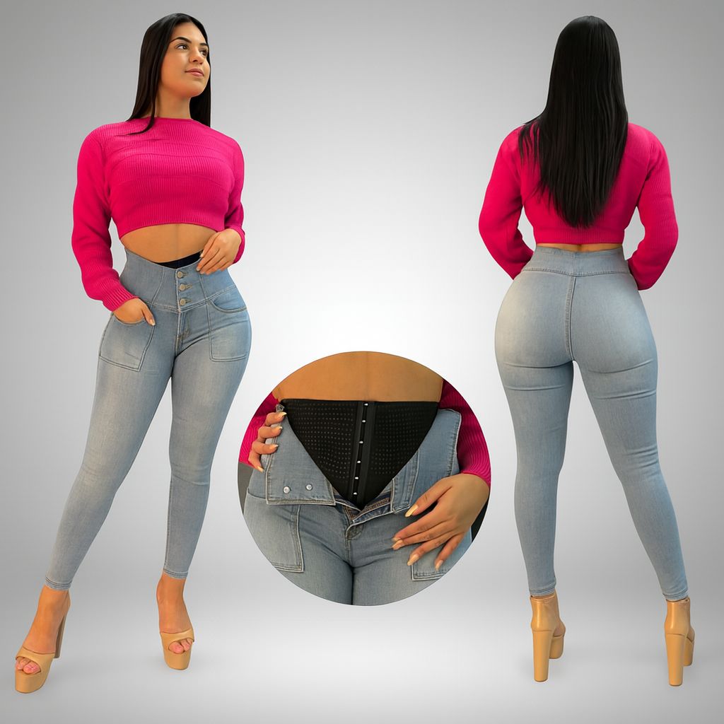 JEANS MEZCLILLA CON FAJA