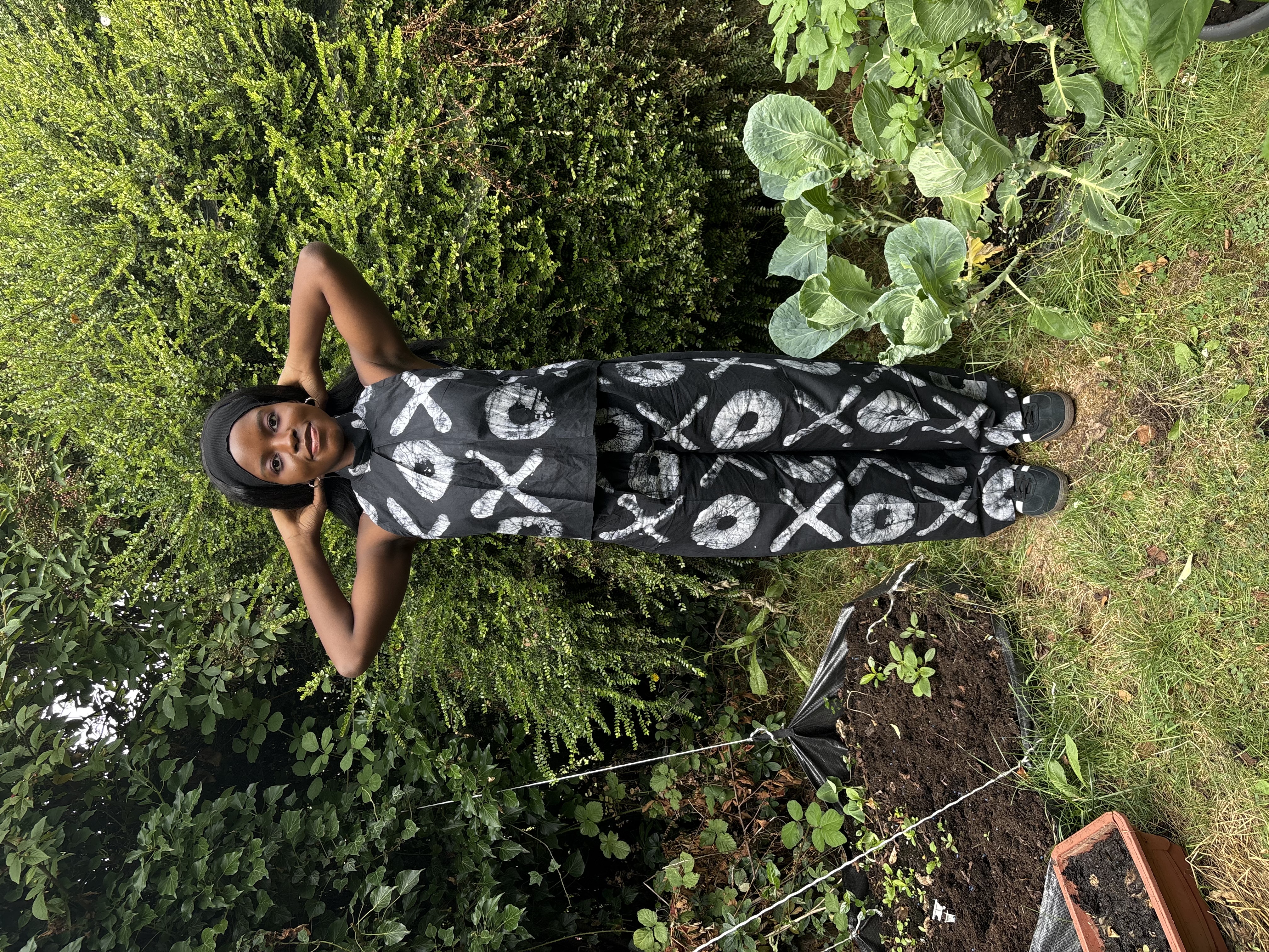 Handmade Black and White Patterned Jumpsuit