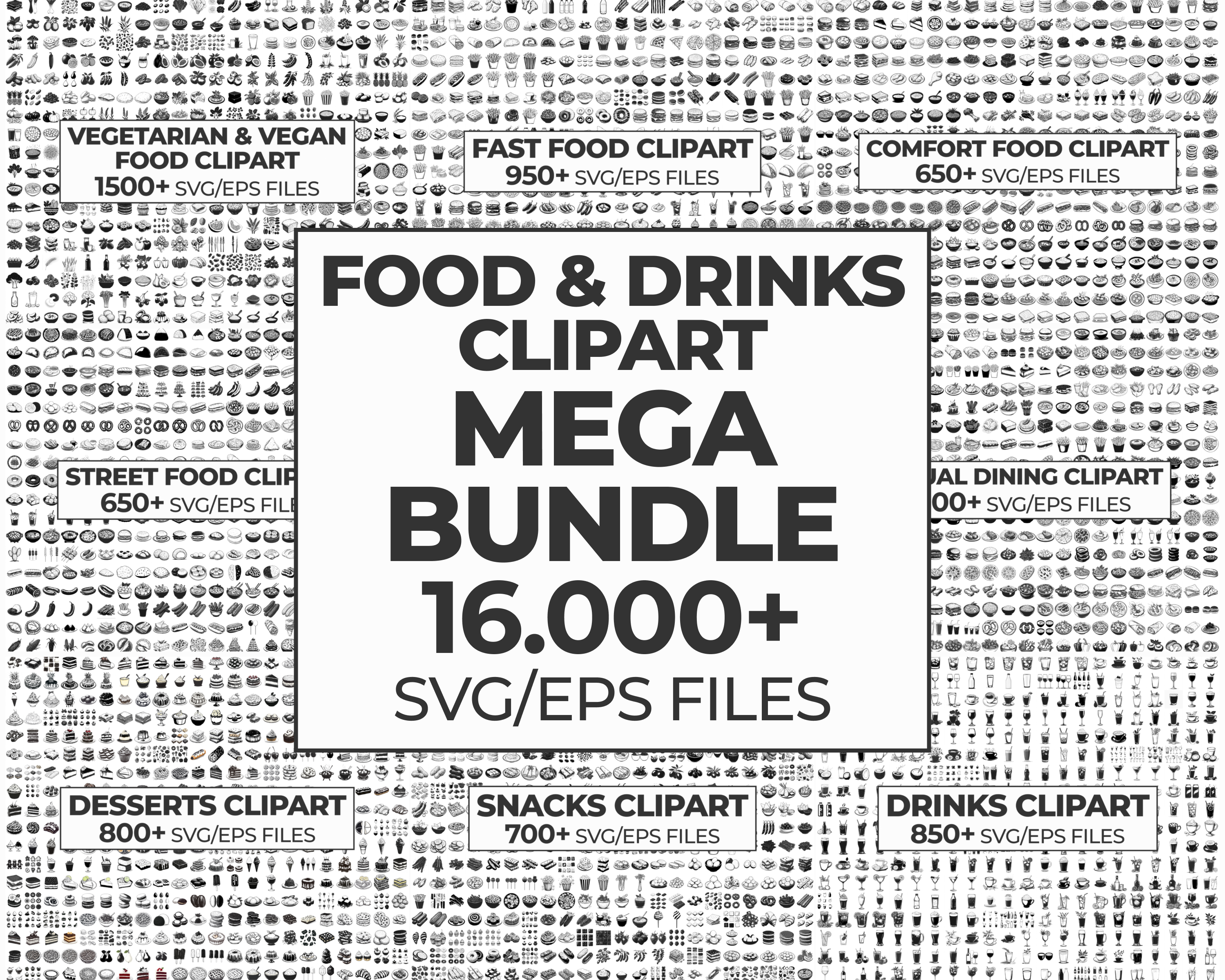 Food, Sweets & Drinks Clipart Bundle