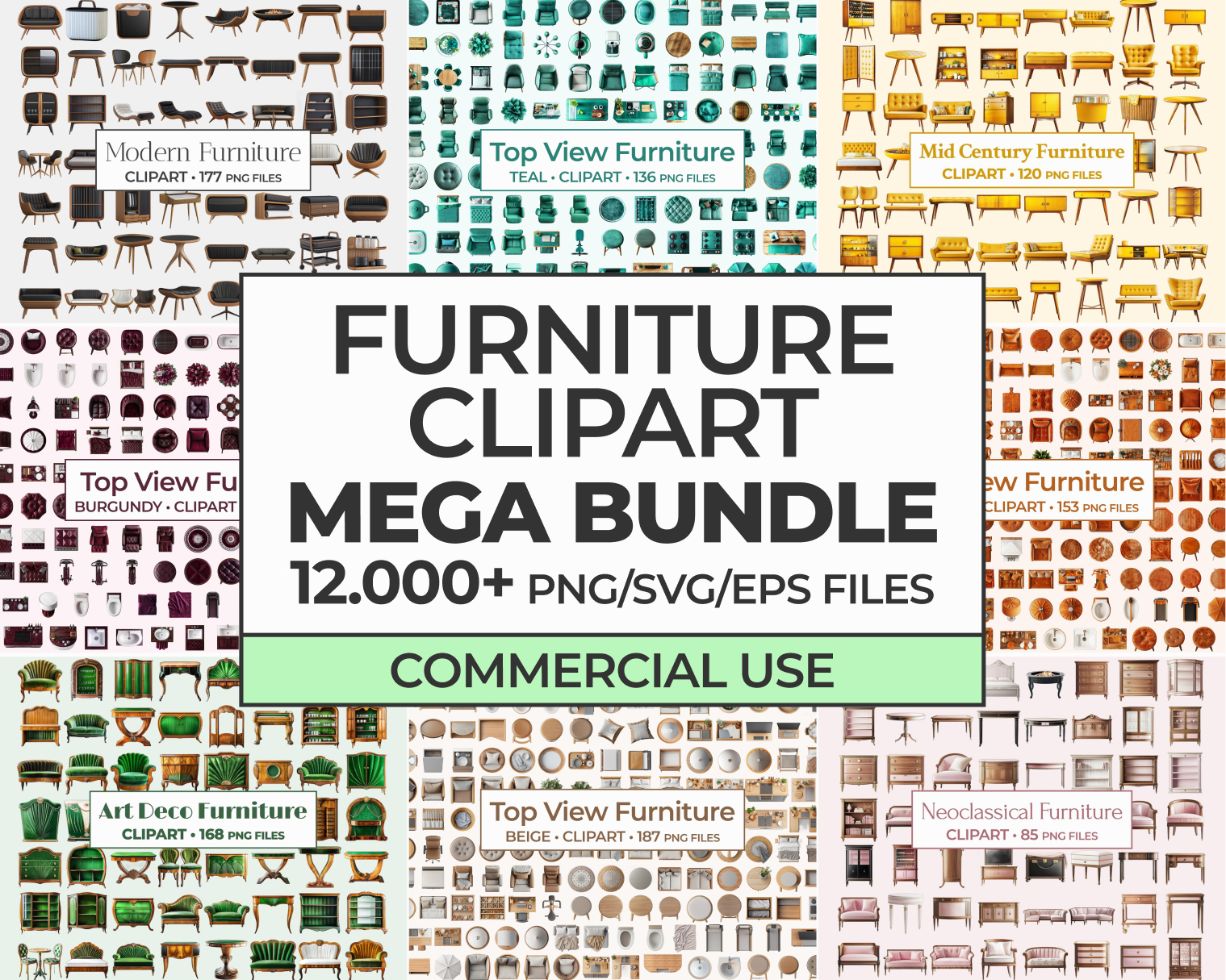 Furniture Clipart Mega Bundle