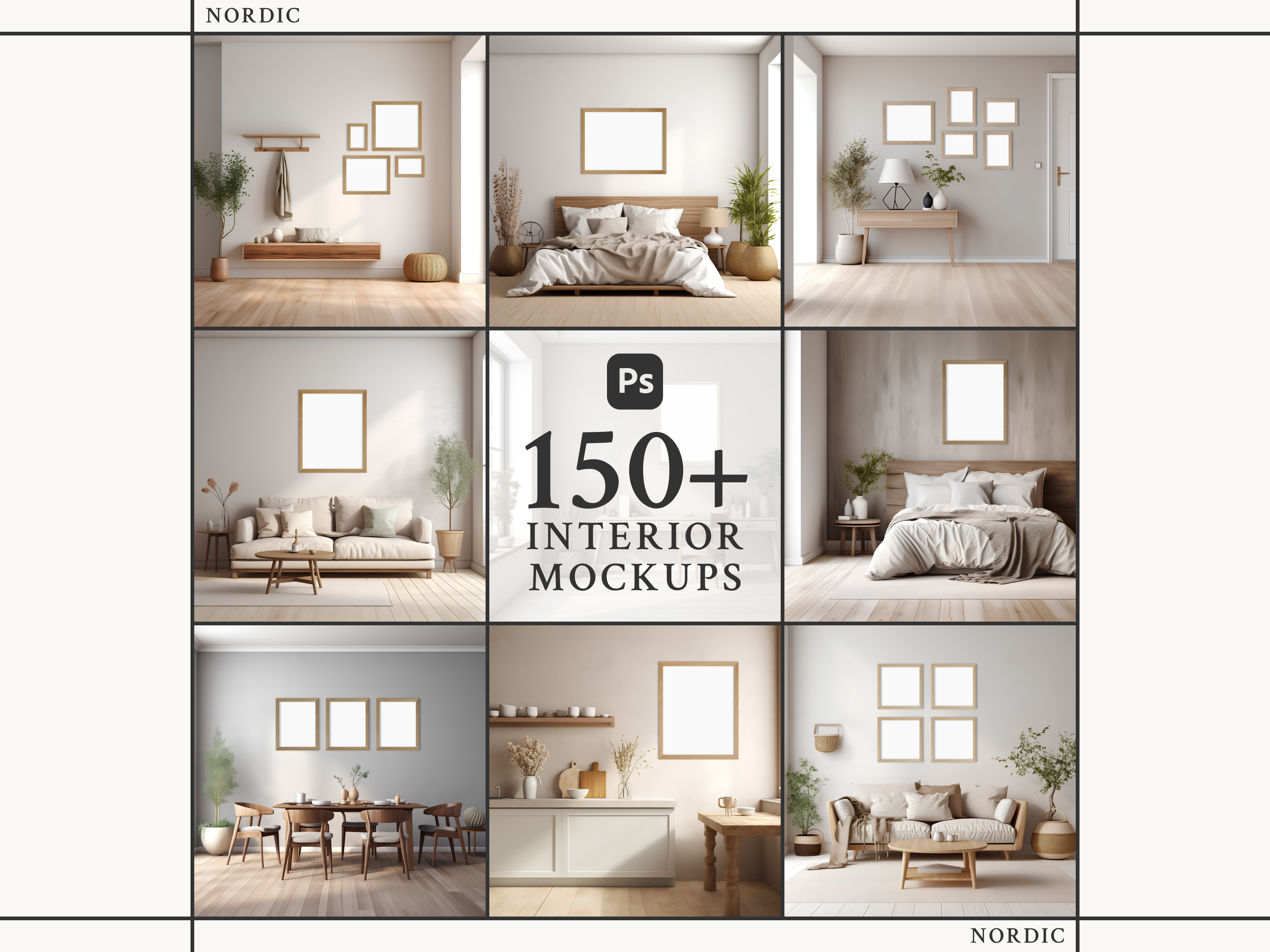 Nordic Style Interior Mockups Bundle in Photoshop