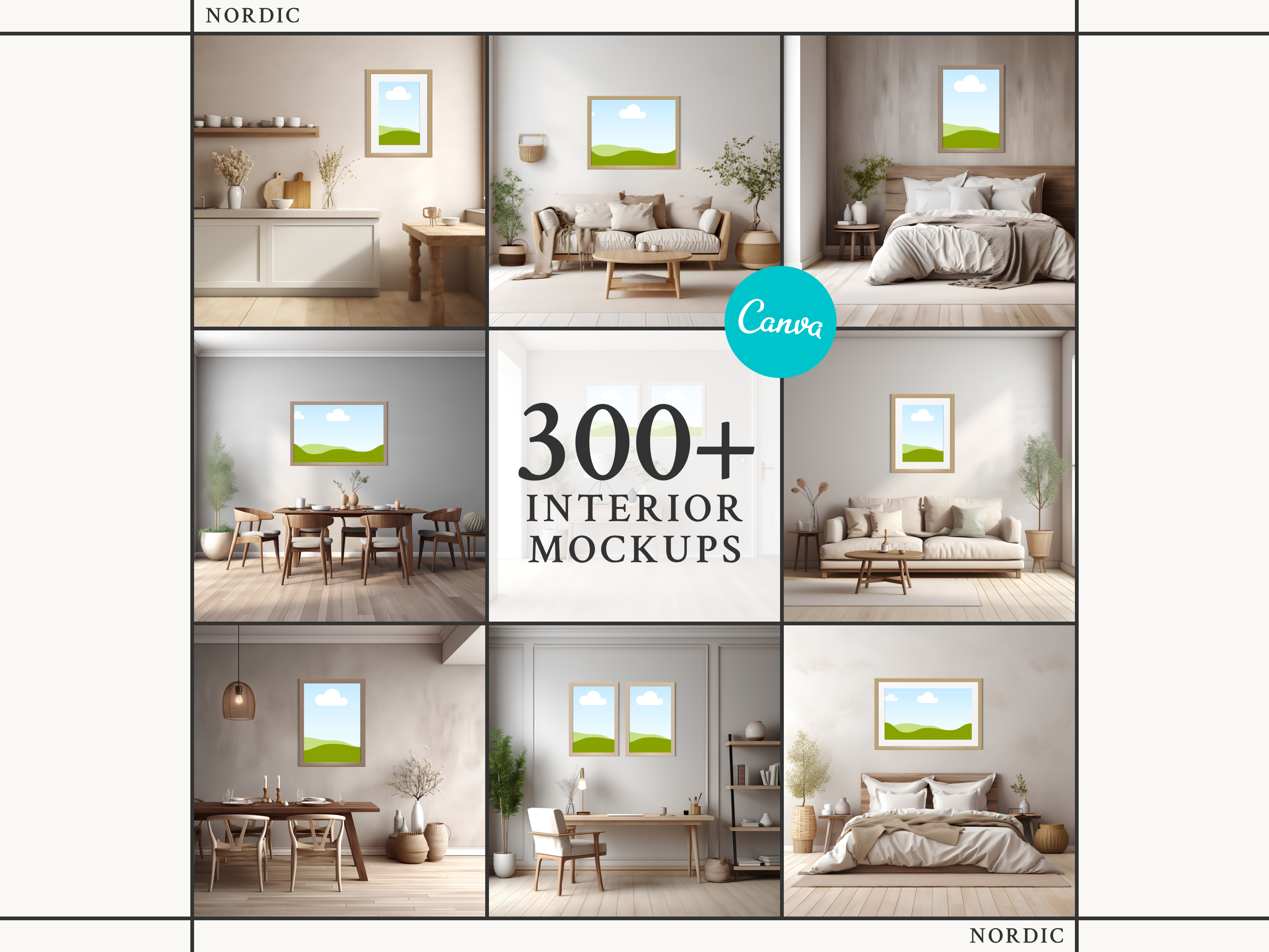 Nordic Style Interior Mockups Bundle in Canva