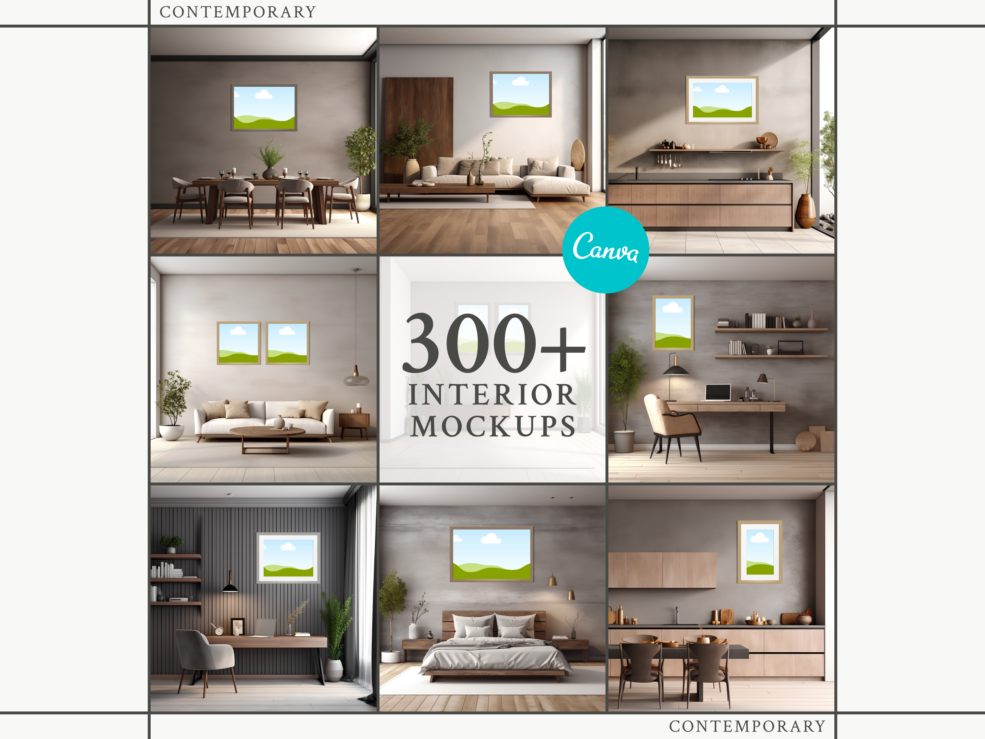 Contemporary Style Interior Mockups Bundle in Canva