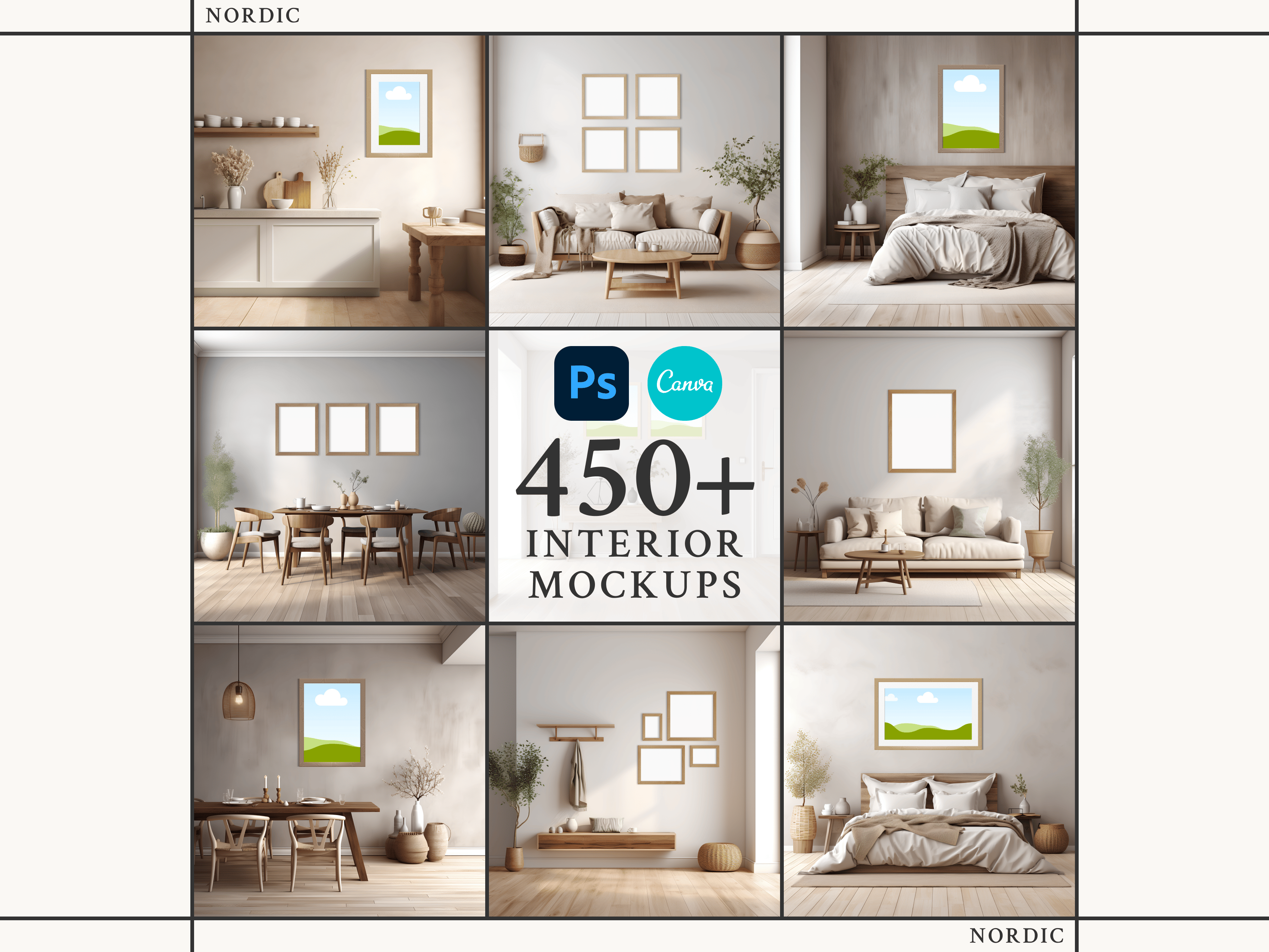 Nordic Style Interior Mockups Bundle