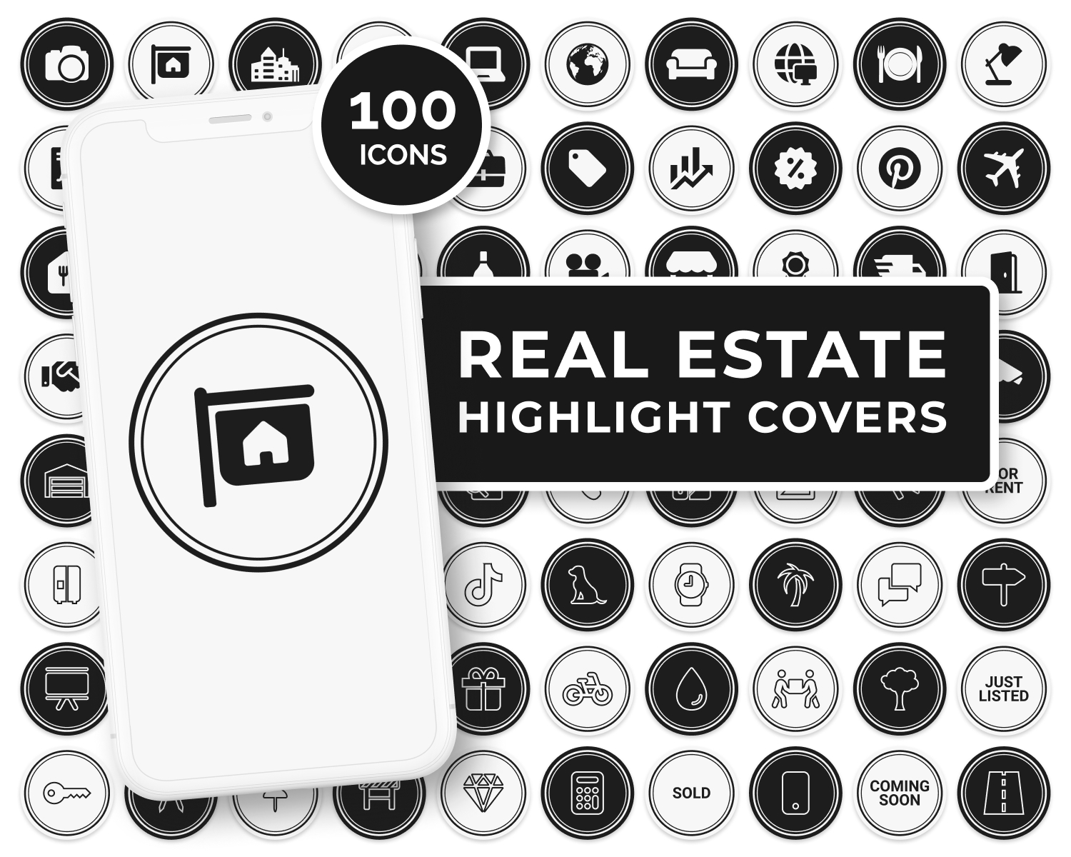 Black and White Real Estate Instagram Story Highlight Covers
