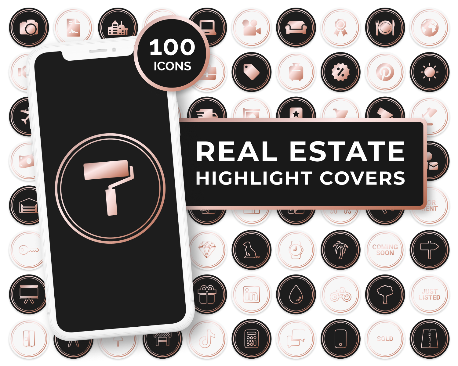 Rose Gold Real Estate Instagram Story Highlight Covers