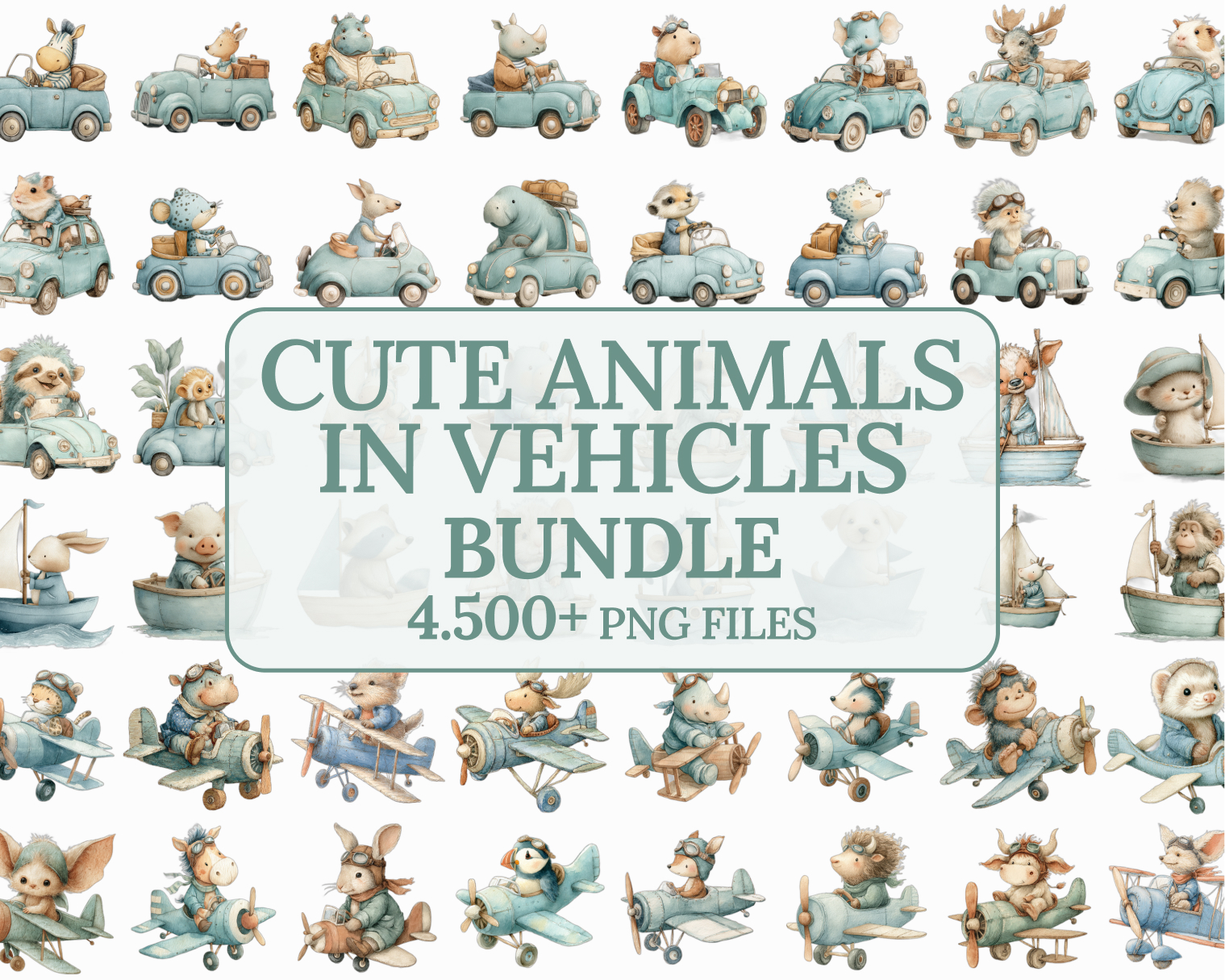 Cute Animals in Vehicles Bundle