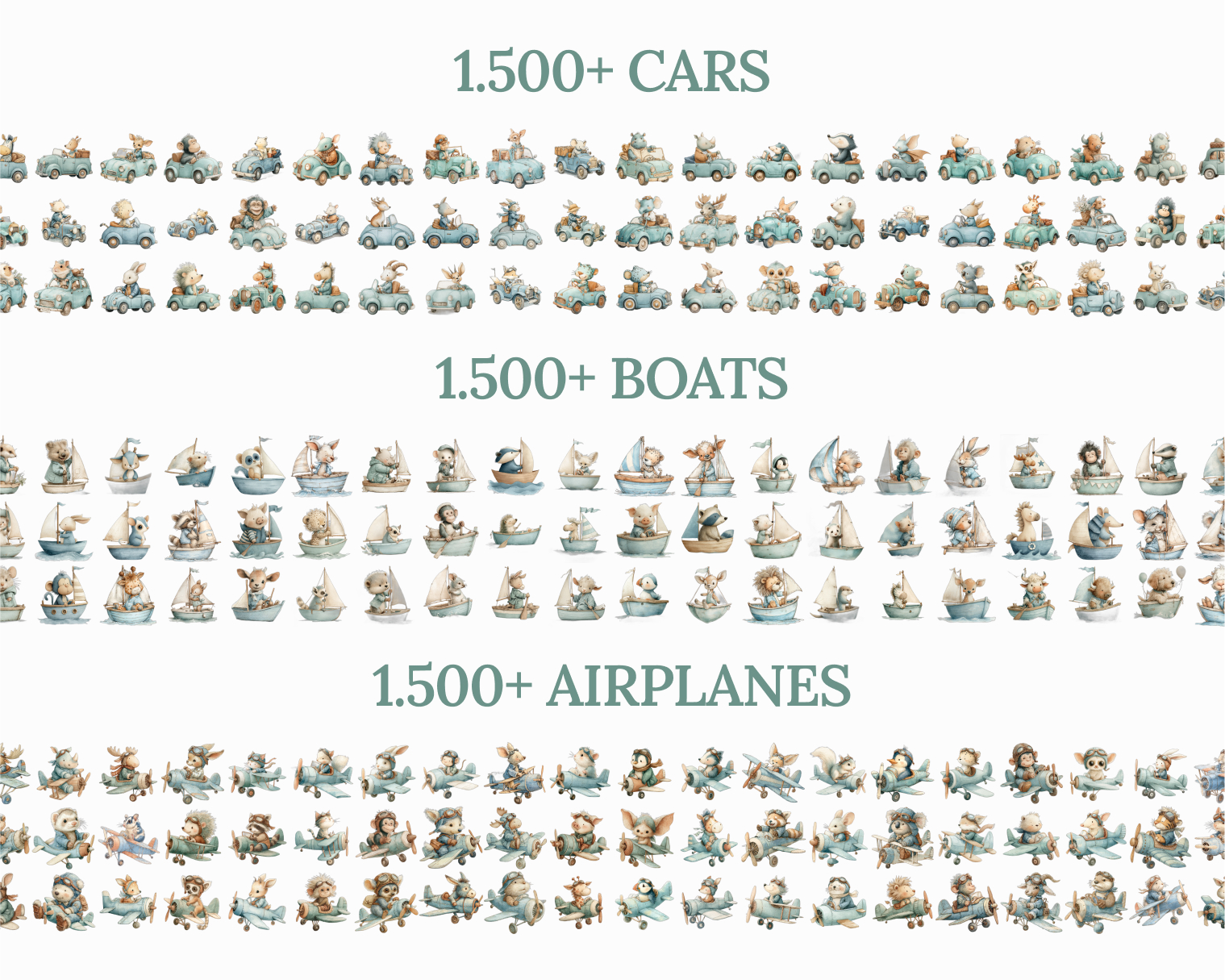 Cute Animals in Vehicles Bundle