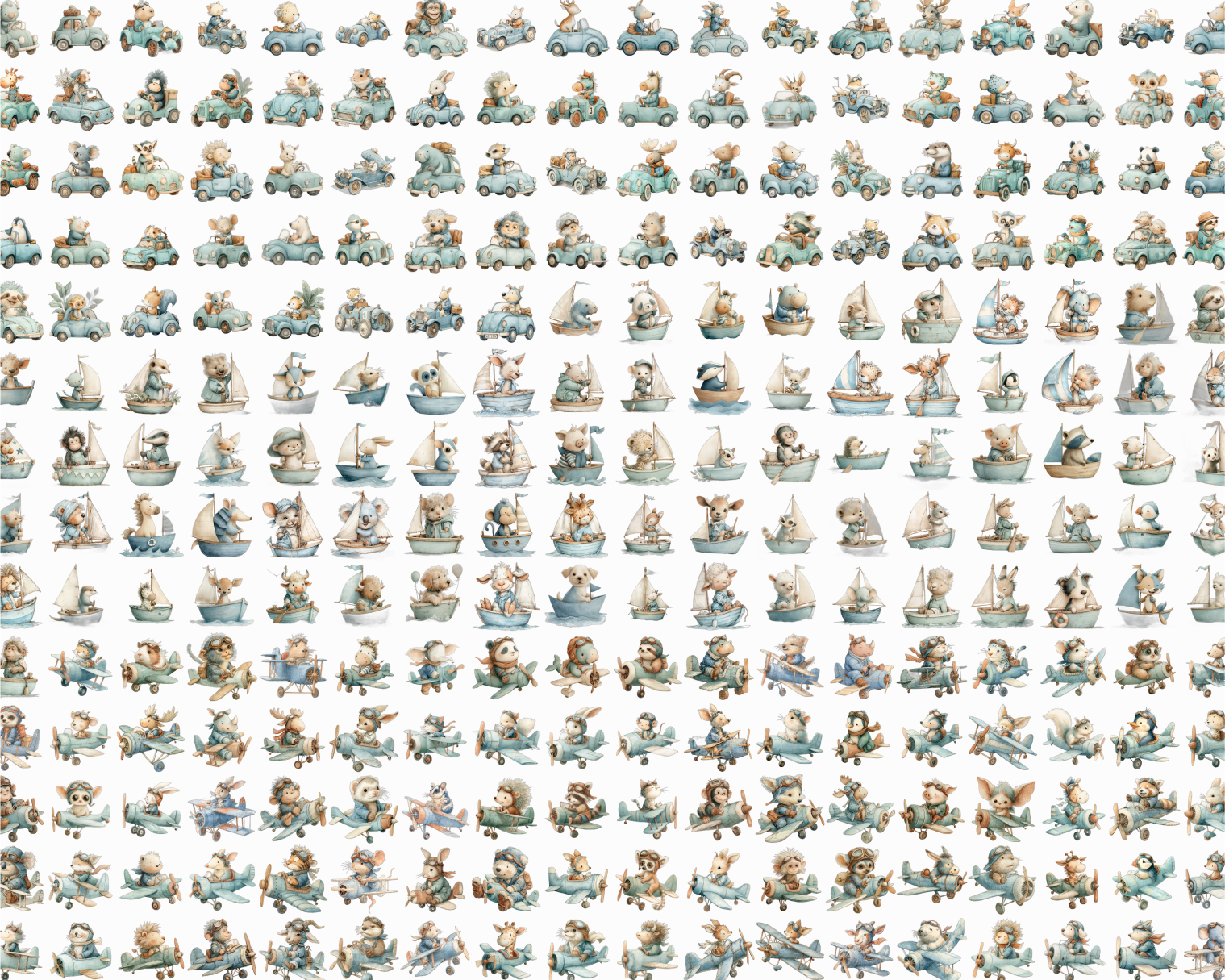 Cute Animals in Vehicles Bundle